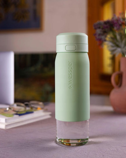 Wessper Бутилка За Вода Стъклена С Винт Капак Зелена 700ml