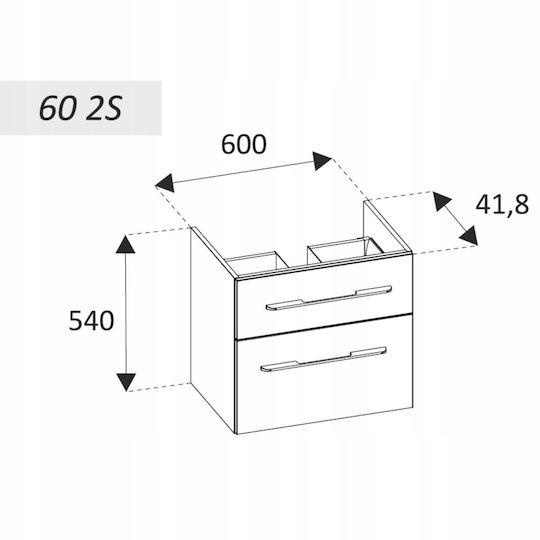 Cersanit Bathroom Vanity Unit With Sink M60xD41.8xH54cm Fume Matt