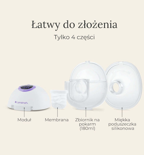 Lansinoh Преносима Едностранна Помпа за Кърма С Батерия Без BPA Бяла 180 ml