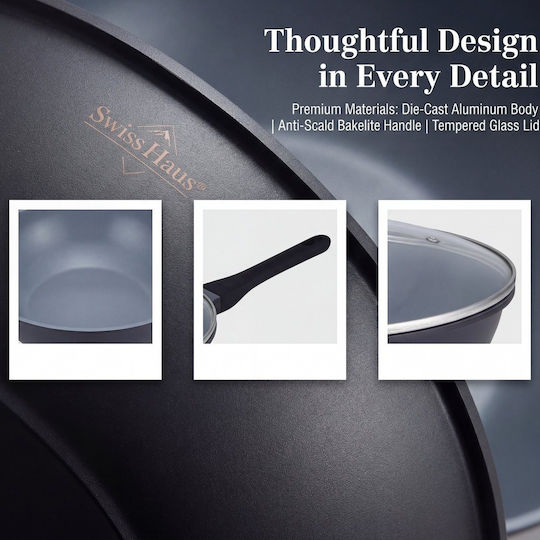 Swiss Haus Aluminum Pan with Lid with Non-Stick Coating 30cm