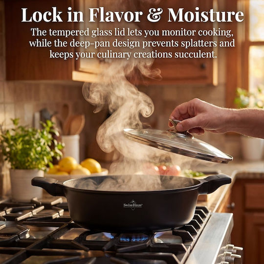 Swiss Haus Aluminum Pan with Lid with Non-Stick Coating 32cm