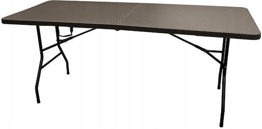 Plastic Catering Outdoor Foldable Table with Metal Frame Technorattan 180x74x74cm