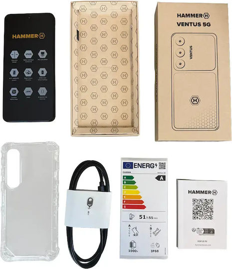 Hammer Ventus 5G (8/256GB) Устойчив Смартфон Черно-Оранжев