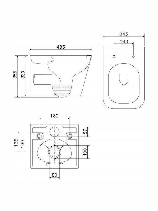 Omnires Λεκάνη Κρεμαστή με Κάλυμμα Duroplast Λευκή 5902539824407
