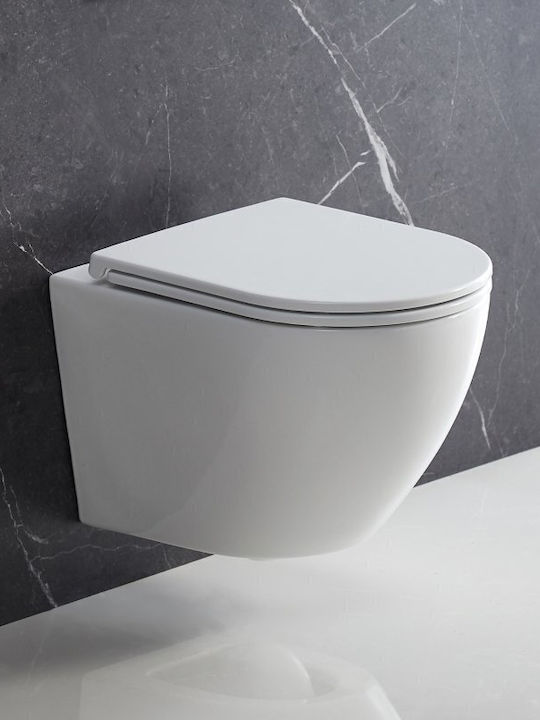 Omnires Wandhängende Toilette mit Duroplast Weiß Abdeckung