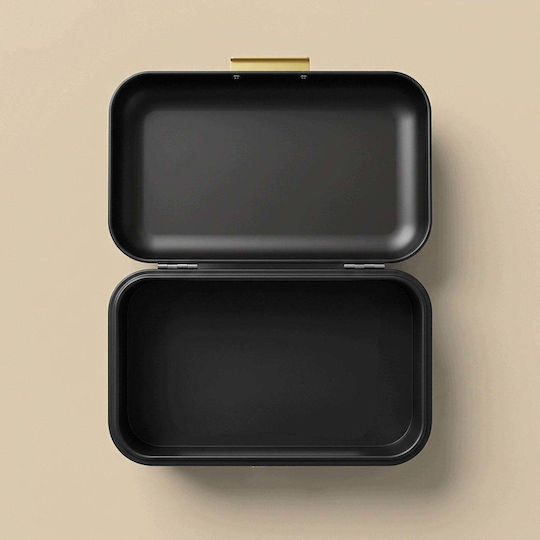 Lumarko Brotkasten mit Deckel Metallisch Schwarze 20x31x16,5cm