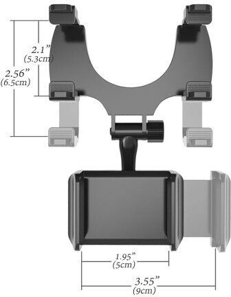 Car Mobile Mount with Adjustable Hooks Black