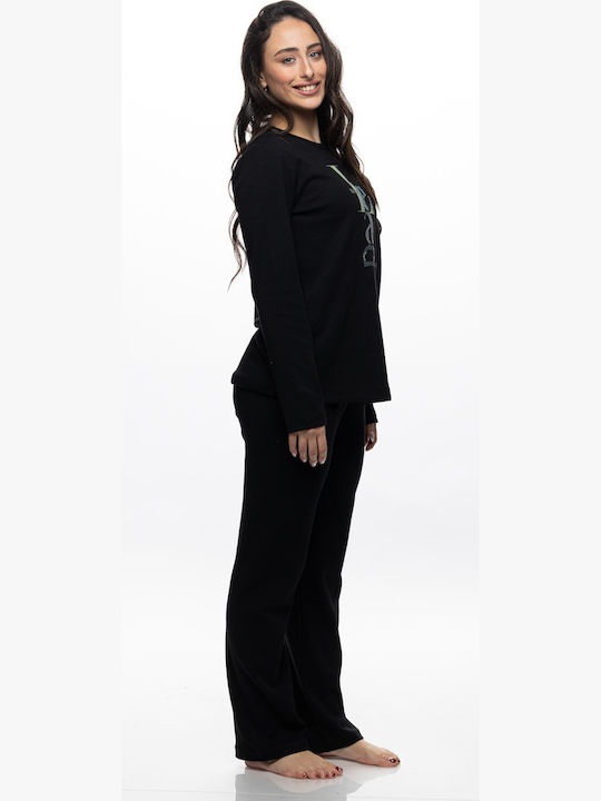 Galaxy Galaxy Damen Schlafanzug & Pyjamas Winter Schwarz