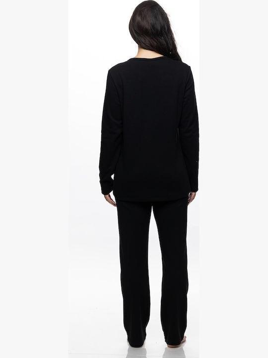 Galaxy Galaxy Damen Schlafanzug & Pyjamas Winter Schwarz