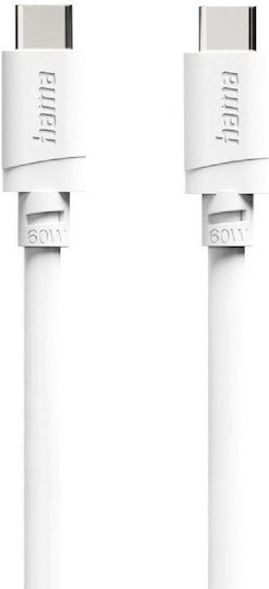 HAMA Cablu USB-C tată - USB-C 60W Alb 2m