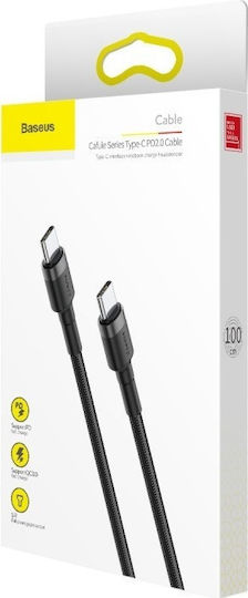 Baseus Cafule Braided USB 2.0 Cable USB-C Male - USB-C 60W Black 2m CATKLF-GG1
