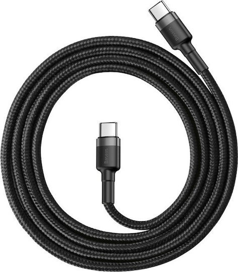 Baseus Cafule Braided USB 2.0 Cable USB-C Male - USB-C 60W Black 2m CATKLF-GG1