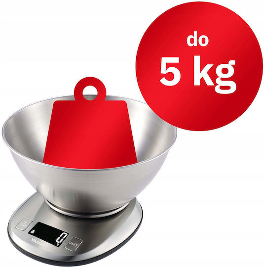 Webber Digitale Küchenwaage mit Eimer bis 5kg Inox