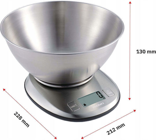 Webber Digitale Küchenwaage mit Eimer bis 5kg Inox
