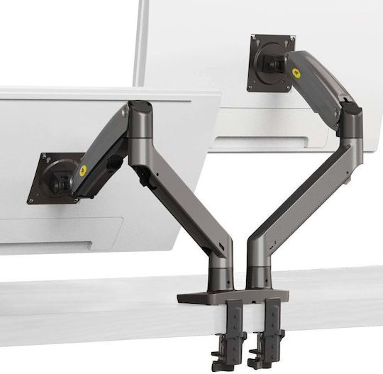 North Bayou Desk Mounted Stand for 2 Screens up to 32" Grey
