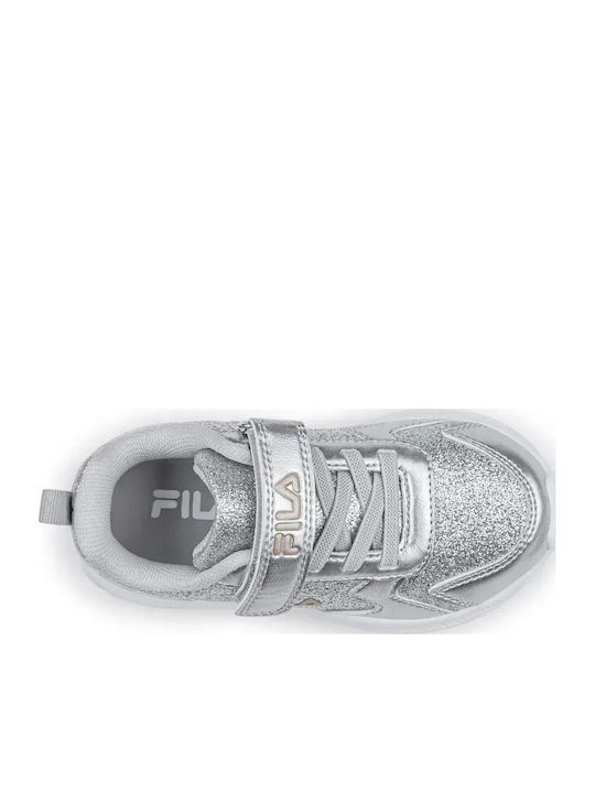 Kids Sneakers With Hoop & Loop Closure Silver