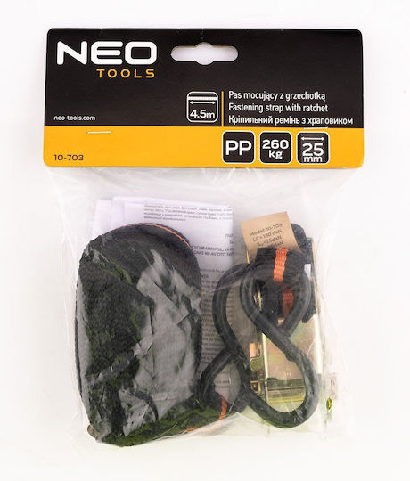 Neo Auto-Gepäckgurte Riemen 25 Mm X 4.5 M Mit Ratsche Belastbarkeit 260 Kg Pp