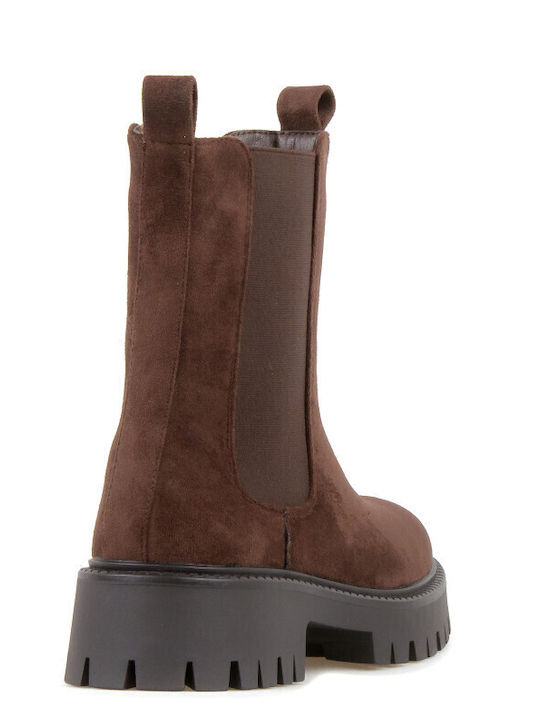 Suede Women's Chelsea Ankle Boots Brown