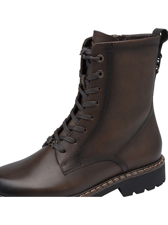 Leder Damen Kampfstiefel Braun