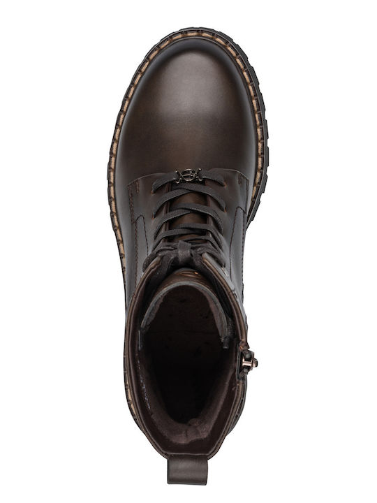 Leder Damen Kampfstiefel Braun