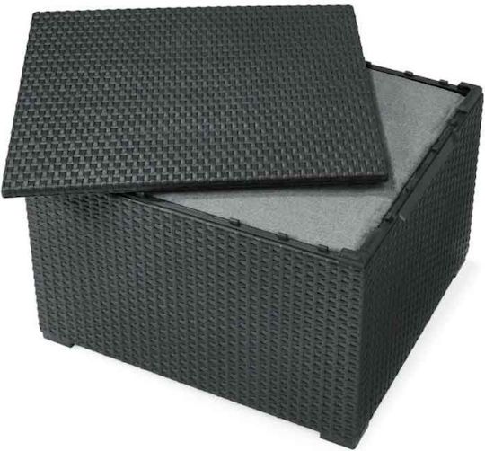 Auxiliary Table for Small Outdoor Spaces Rattan with Metal Frame Graphite 60x55x39cm