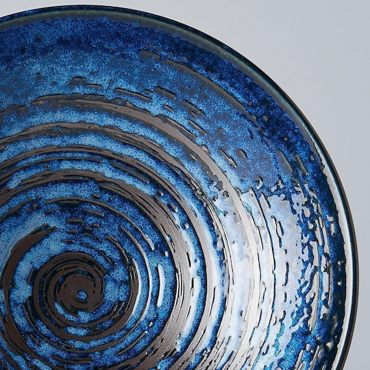 MIJ Bol Mare Din Cupru Cu Model Spiral Bol Pentru Salate Ceramică Albastră 25x7cm MIJ Bol Mare Din Cupru Cu Model Spiral Bol Pentru Salate Ceramică Albastră 25x7cm