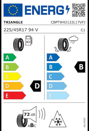 Winterreifen Triangle TW421 225/45R17 94V XL D B 72dB B