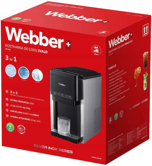 Webber Ice Crusher Machine with Daily Ice Making Capacity 20kg and Storage 1.6kg