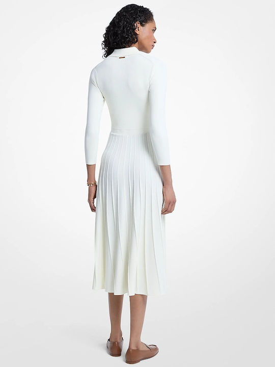 Midi Damenkleid mit 3/4 Ärmel Bone