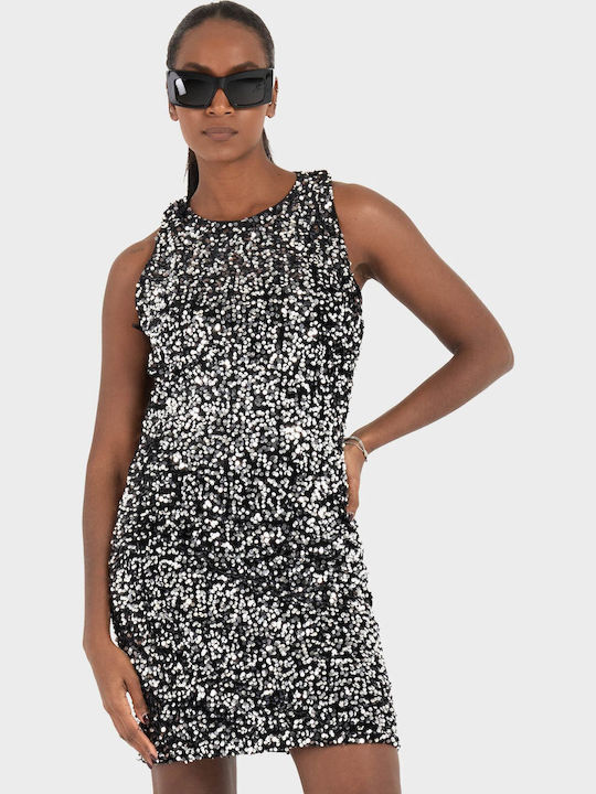 Bella Mini Evening Dress Open Back Black