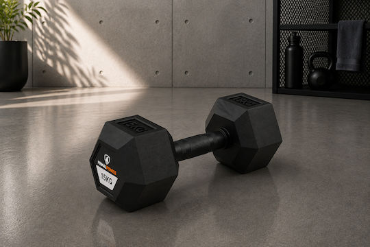 MegaFitness Haltere Hexagonale Din Cauciuc 1 x 15 kg