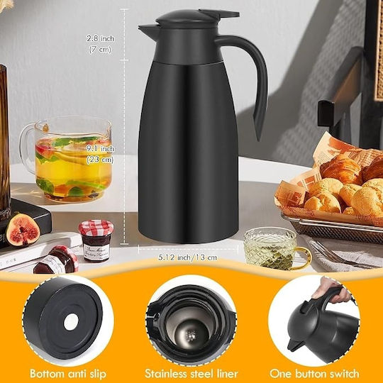Pahar termos din oțel inoxidabil 2 l Silver/black cu mâner