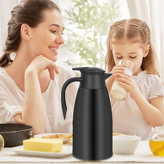 Pahar termos din oțel inoxidabil 2 l Silver/black cu mâner