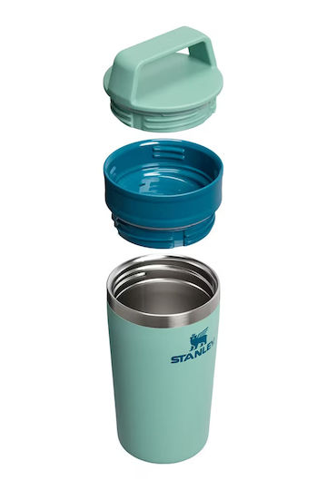 Stanley Cafe To Go Чаша с дръжка Термос Неръждаема стомана 350ml Пролетно Зелен с Сламка и Дръжка