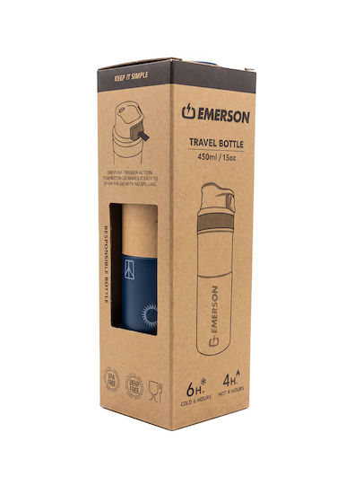 Emerson Бутилка Термос Пластмасов / Неръждаема Стомана Без BPA 450ml Екологичен 262.EU99.150-Pr634-Син