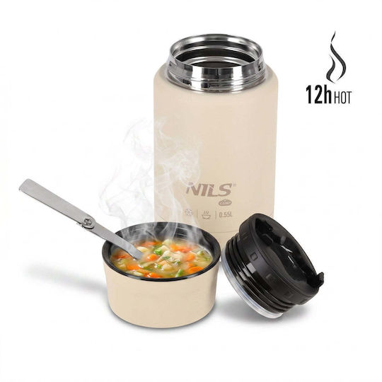 Nils Thermos Bottle Stainless Steel 550ml Beige Lunch Thermos Nils Camp