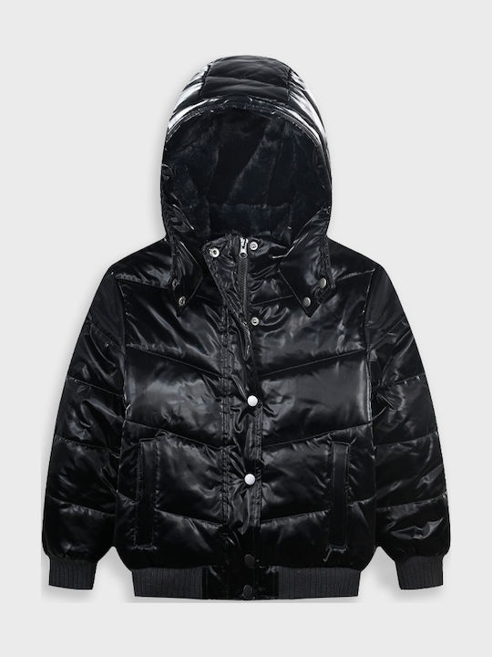 Kids Casual Short Hooded Jacket Black