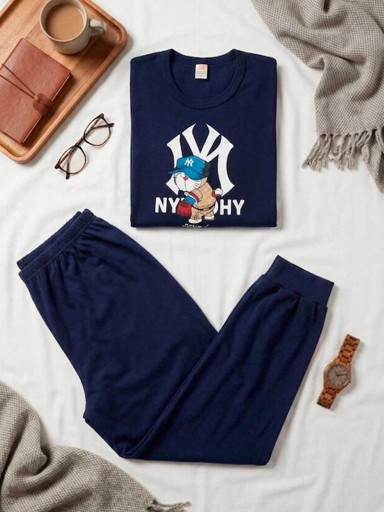 Nina Club Winter Men's Cotton Pyjamas Blue
