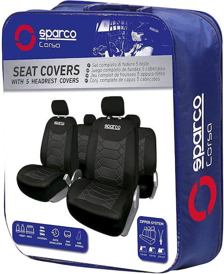 Set huse scaune auto Sparco Sport negru 9 piese