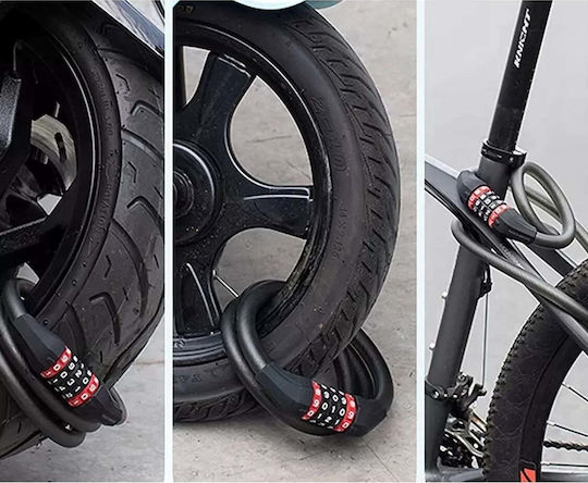 Rockbros Fahrradschloss mit Kombination 5-stellige Kabelschloss 1.8m Schwarze