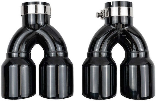Poujoulat Exhaust Termination Type 36 101mmx2 Inlet 67mm Black Chrome Set