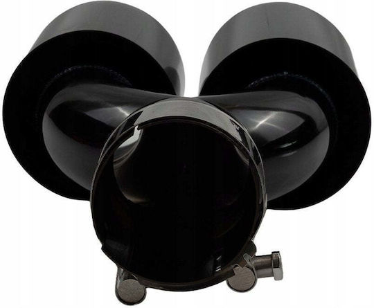 Mtuning Kaminrohre Auslass Typ: 35 89mmx2 Eingang 70mm Schwarz Chrom Set