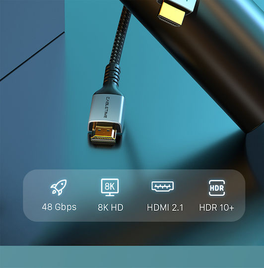 Cabletime HDMI 2.1 Geflochtenes HDMI-Kabel HDMI-Stecker - HDMI-Stecker 2m Schwarz