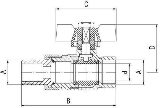 Сферичен кран Ferro женски-мъжки 1'' Ks3