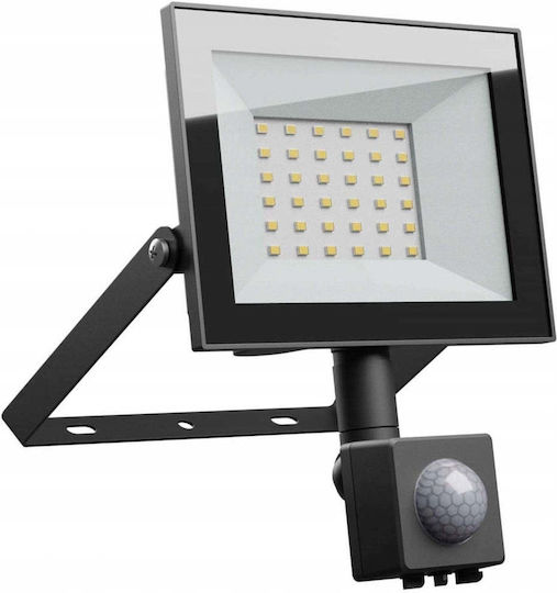 Spectrum Водоустойчив LED Прожектор 30W Неутрално Бяло 4000K с Motion Sensor IP44