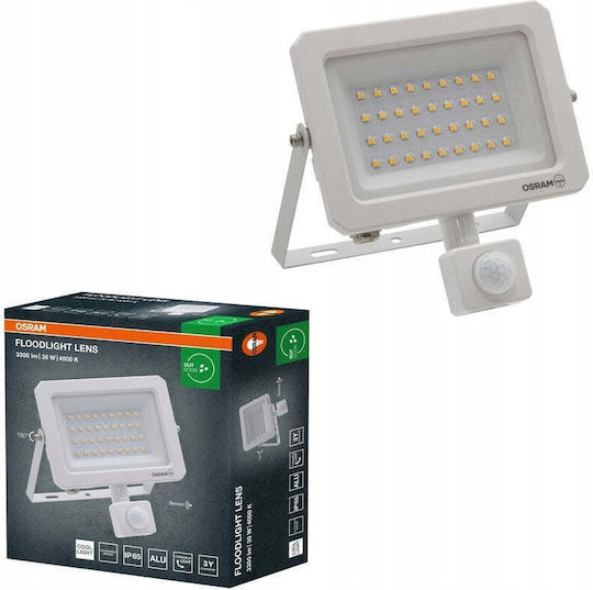 Osram Wasserdichter LED Flutlichter 30W Natürliches Weiß 4000K mit Bewegungssensor IP65