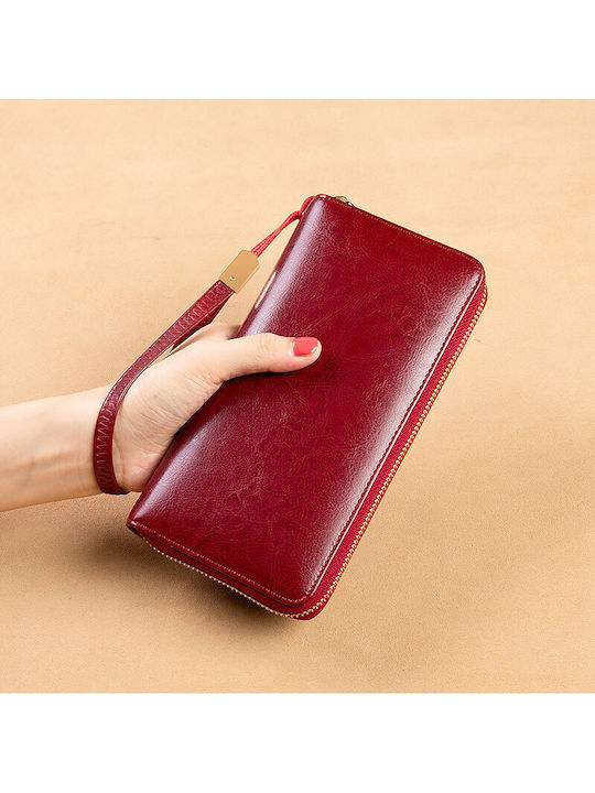 Portofel Mare Din Piele Pentru Femei Pentru Monede Burgundy