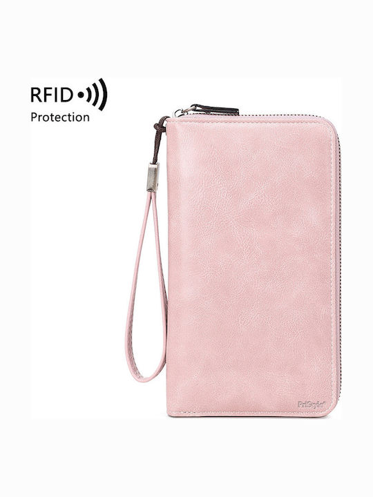 Portofel Dama Mare cu RFID Roz