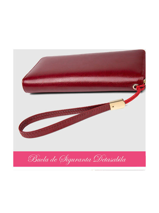 Portofel Mare Din Piele Pentru Femei Pentru Monede Burgundy