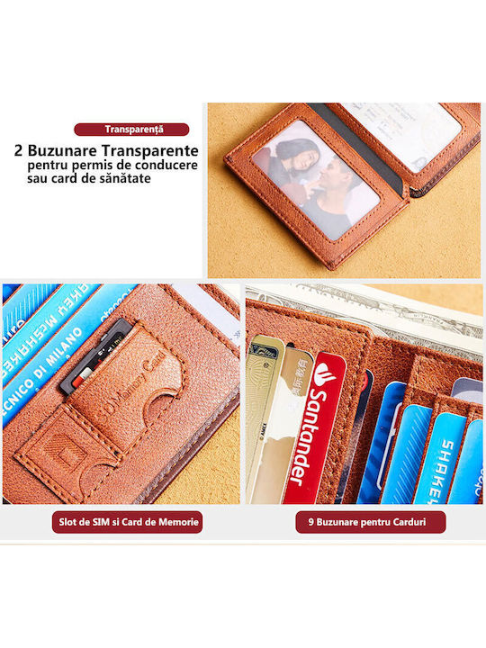 Portofel Bărbătesc din Piele cu RFID Maro